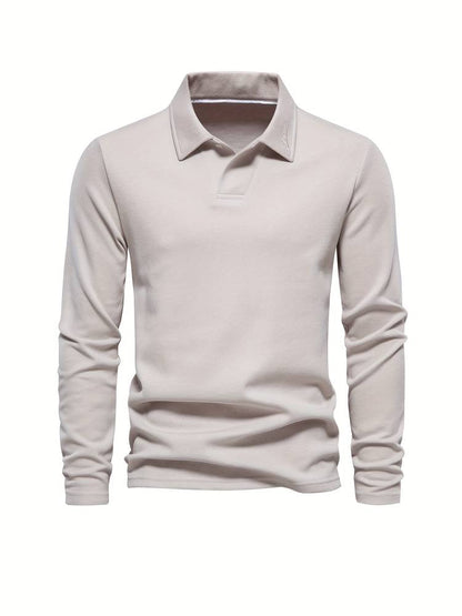 Herren-Poloshirt | Mit Kragen | Einfarbig | Langarmshirts | Langarm-T-Shirts-HauteBerlin