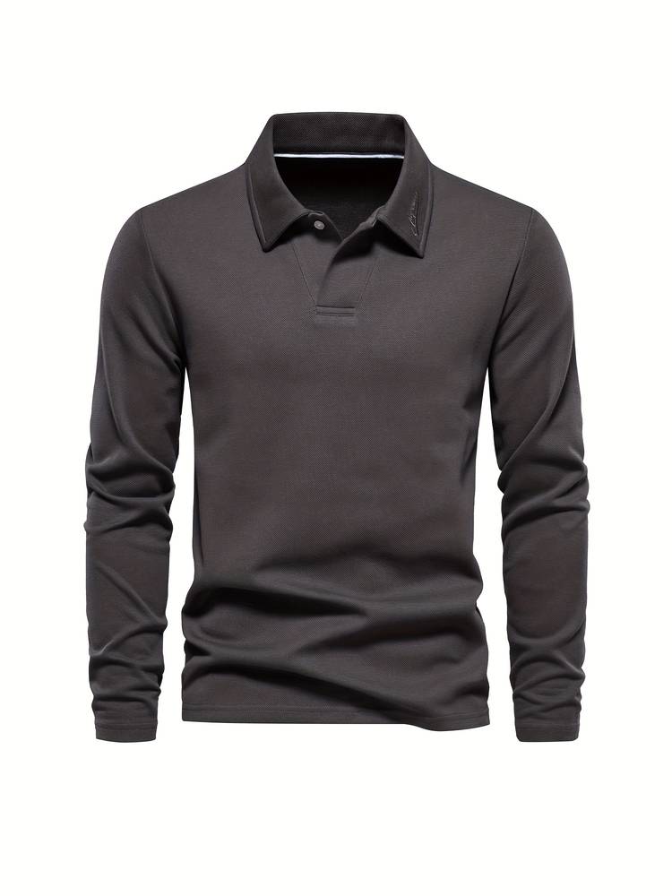 Herren-Poloshirt | Mit Kragen | Einfarbig | Langarmshirts | Langarm-T-Shirts-HauteBerlin