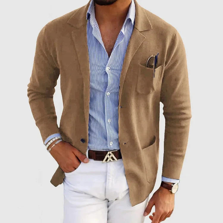 Herren-Strickjacke – mit Knöpfen – Taschen – Strickjacke – Strickjacke-HauteBerlin