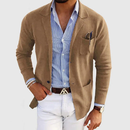 Herren-Strickjacke – mit Knöpfen – Taschen – Strickjacke – Strickjacke-HauteBerlin