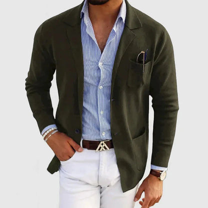 Herren-Strickjacke – mit Knöpfen – Taschen – Strickjacke – Strickjacke-HauteBerlin