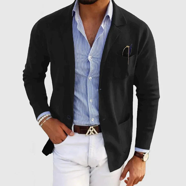 Herren-Strickjacke – mit Knöpfen – Taschen – Strickjacke – Strickjacke-HauteBerlin