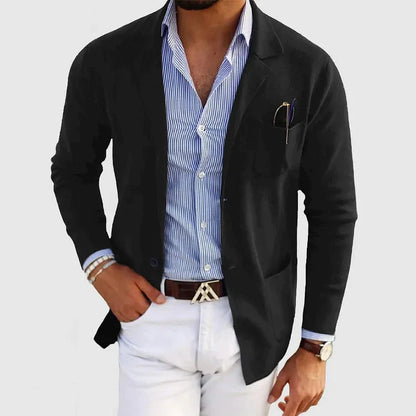 Herren-Strickjacke – mit Knöpfen – Taschen – Strickjacke – Strickjacke-HauteBerlin