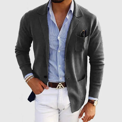 Herren-Strickjacke – mit Knöpfen – Taschen – Strickjacke – Strickjacke-HauteBerlin