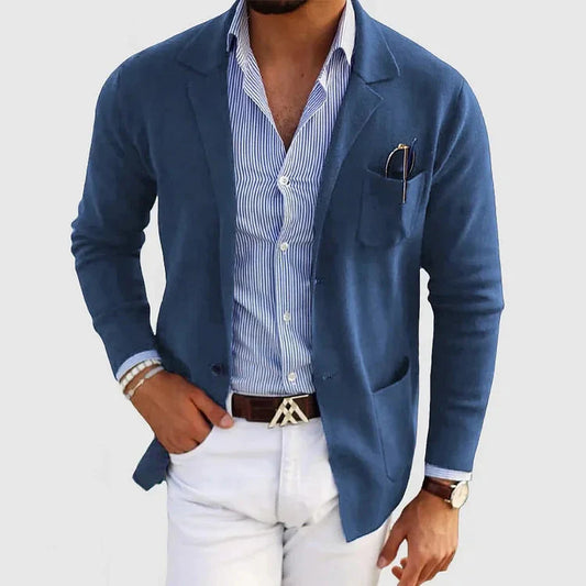Herren-Strickjacke – mit Knöpfen – Taschen – Strickjacke – Strickjacke-HauteBerlin