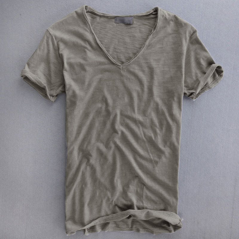 Herren-T-Shirt | Baumwolle | Leicht | T-Shirt mit V-Ausschnitt | Herrenbekleidung-HauteBerlin