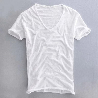 Herren-T-Shirt | Baumwolle | Leicht | T-Shirt mit V-Ausschnitt | Herrenbekleidung-HauteBerlin
