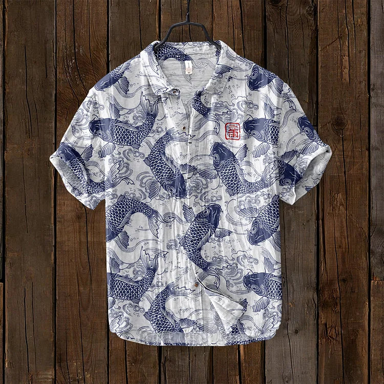 Herren-T-Shirt | Geknöpft | Bedruckt | Kurzarm-Shirt | Herren-Shirts-HauteBerlin