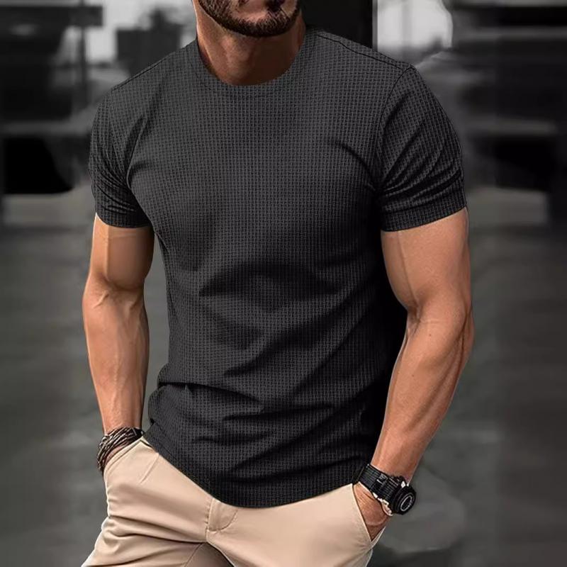 Herren-T-Shirt – Kurzarm – Reguläre Passform – Waffel-Shirt – Rundhals-T-Shirt-HauteBerlin