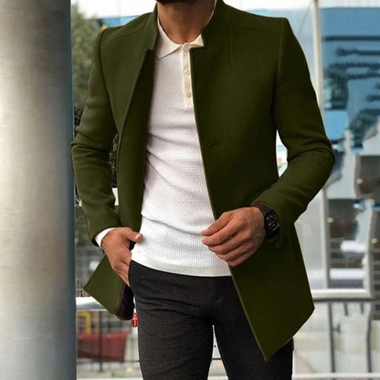 Herrenjacke – Mit Knopfleiste – Stilvoll – Herbstjacke – Einreihiger Mantel-HauteBerlin