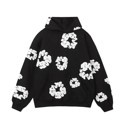 Hoodie - Floral Loose Fit Kängurutasche Pullover Hoodie-HauteBerlin
