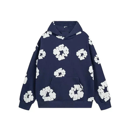 Hoodie - Floral Loose Fit Kängurutasche Pullover Hoodie-HauteBerlin