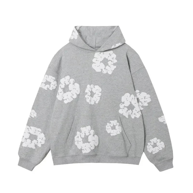 Hoodie - Floral Loose Fit Kängurutasche Pullover Hoodie-HauteBerlin