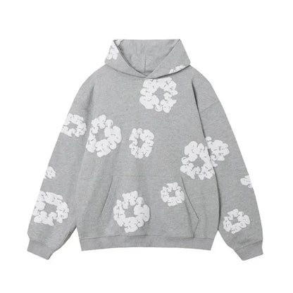 Hoodie - Floral Loose Fit Kängurutasche Pullover Hoodie-HauteBerlin