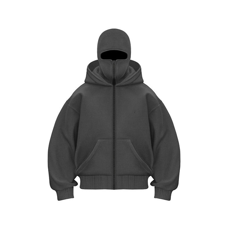 Hoodie mit Maske – Warmer Herren-Hoodie mit Reißverschluss und Gesichtsmaske-HauteBerlin