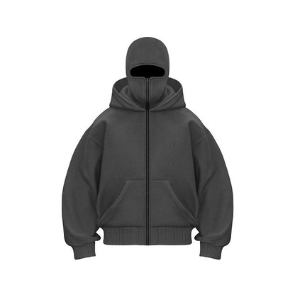 Hoodie mit Maske – Warmer Herren-Hoodie mit Reißverschluss und Gesichtsmaske-HauteBerlin