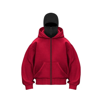 Hoodie mit Maske – Warmer Herren-Hoodie mit Reißverschluss und Gesichtsmaske-HauteBerlin