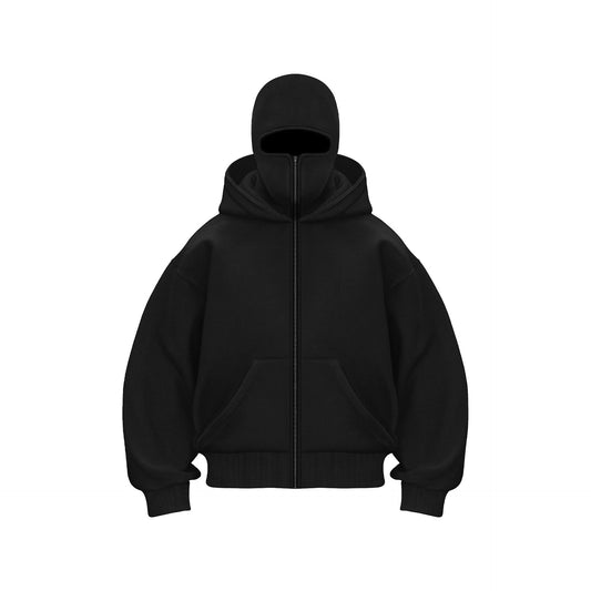 Hoodie mit Maske – Warmer Herren-Hoodie mit Reißverschluss und Gesichtsmaske-HauteBerlin
