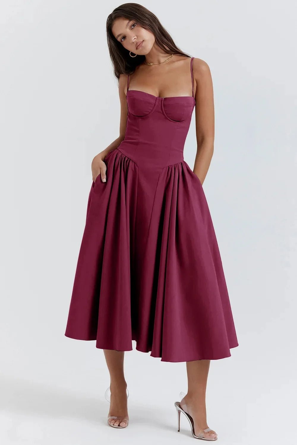 Cocktailkleid | Korsagen Oberteil | Weiter Midirock | Sieben Farben-HauteBerlin
