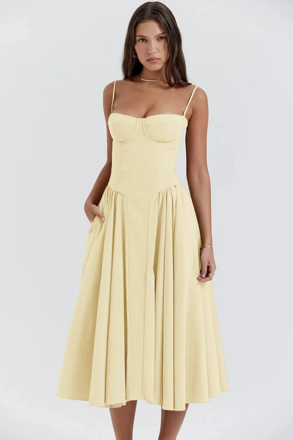 Cocktailkleid | Korsagen Oberteil | Weiter Midirock | Sieben Farben-HauteBerlin