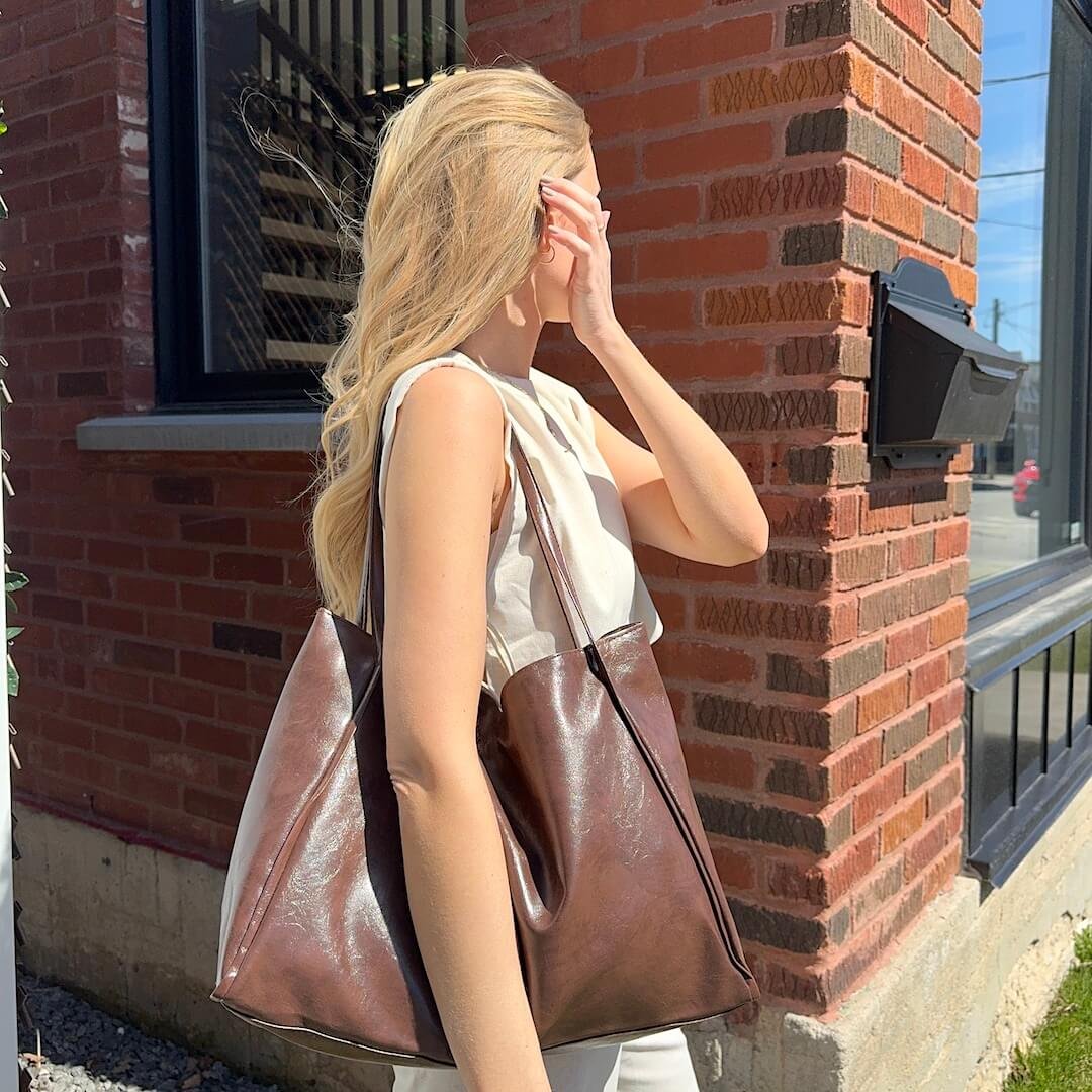 Große Kunstleder Shopper Tasche 8