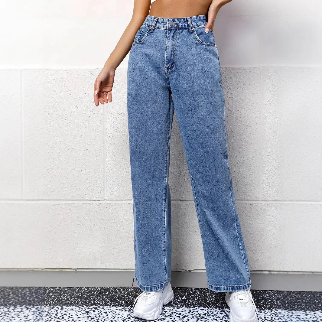 Jeans mit weitem Bein | Hohe Taille | Blau | Loose Fit Jeans | Damenjeans-HauteBerlin