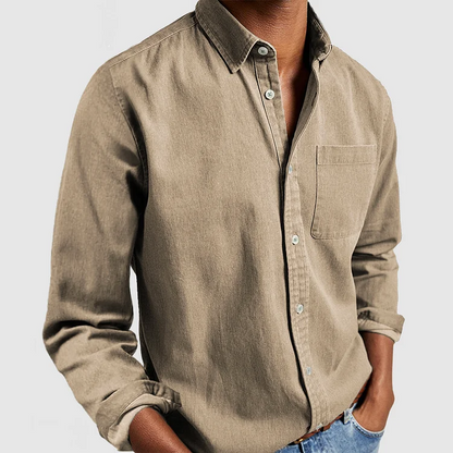 Jeansjacke – lässig – Langarm – Hemd mit Knöpfen – Herrenhemden-HauteBerlin