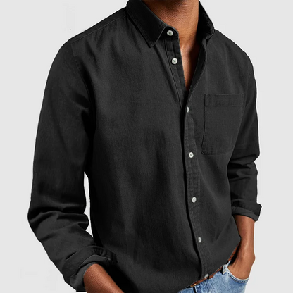 Jeansjacke – lässig – Langarm – Hemd mit Knöpfen – Herrenhemden-HauteBerlin