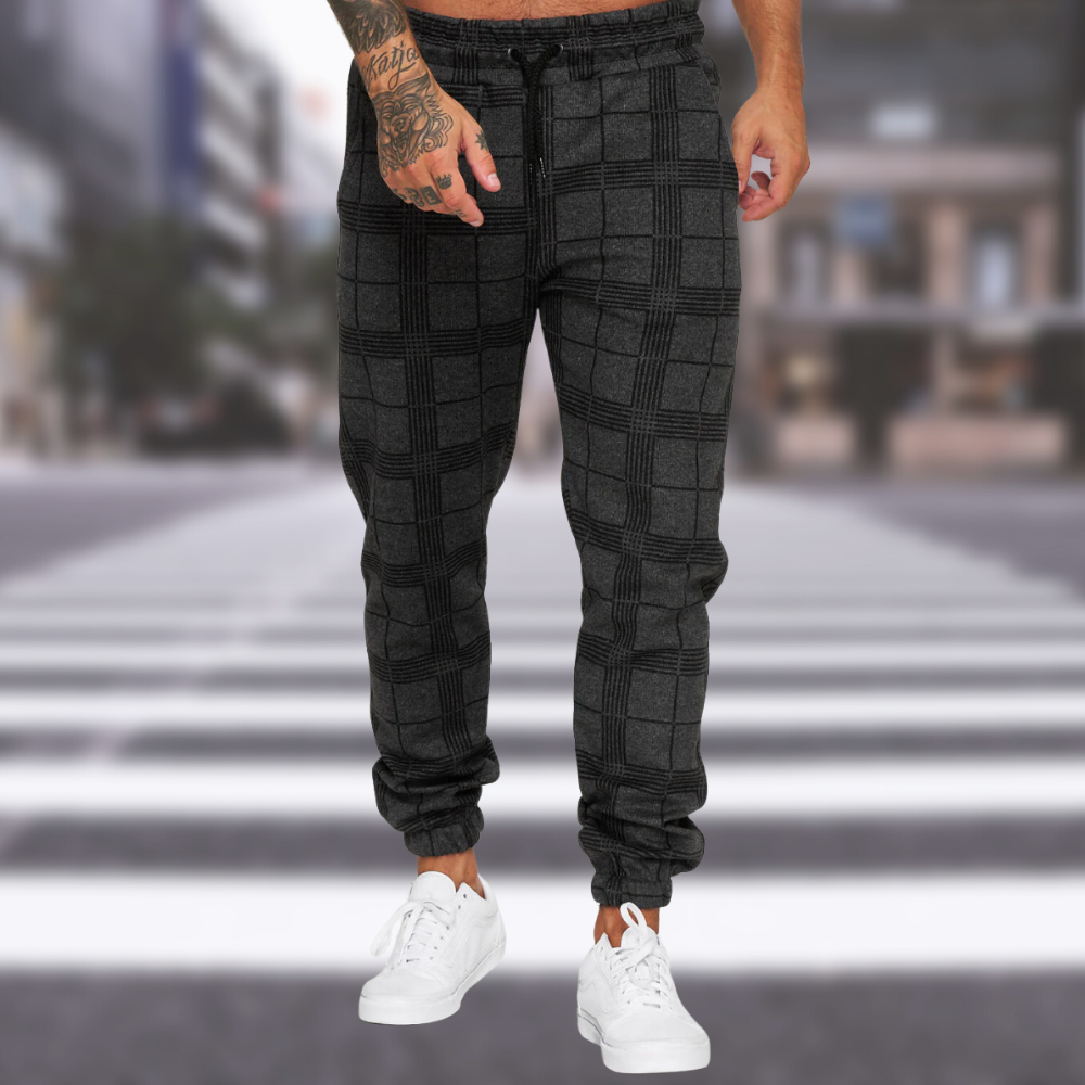 Jogger | Kordelzug | elastische Knöchel | karierte Hose | Herrenhose-HauteBerlin