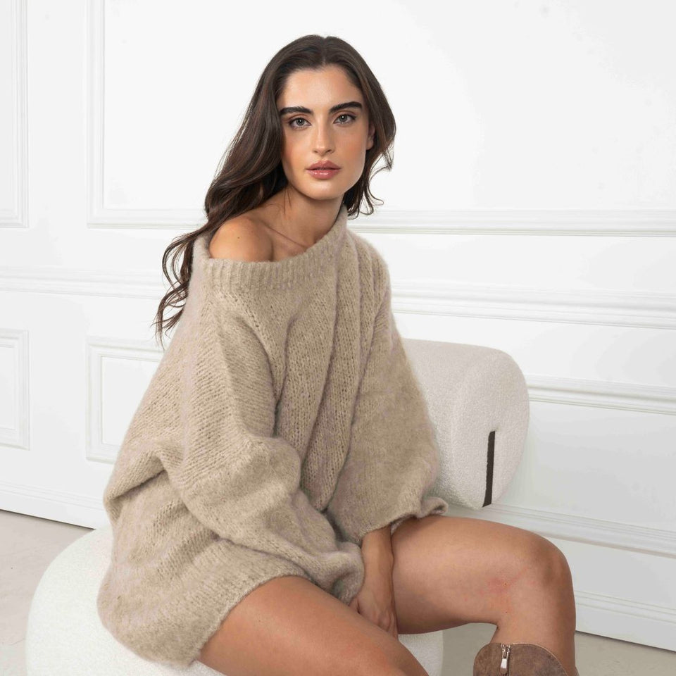 Jumperkleid – Oversized-Mini-Strickkleid-HauteBerlin