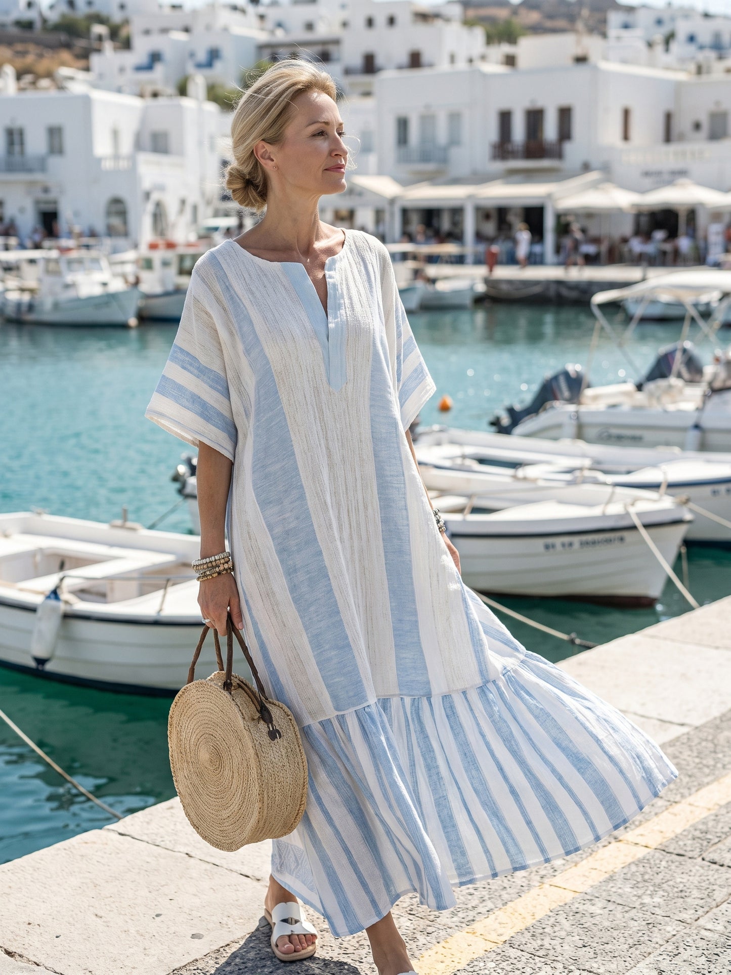 Kaftankleid Damen – Langes Maxi-Sommerkleid in lockerer Passform-HauteBerlin