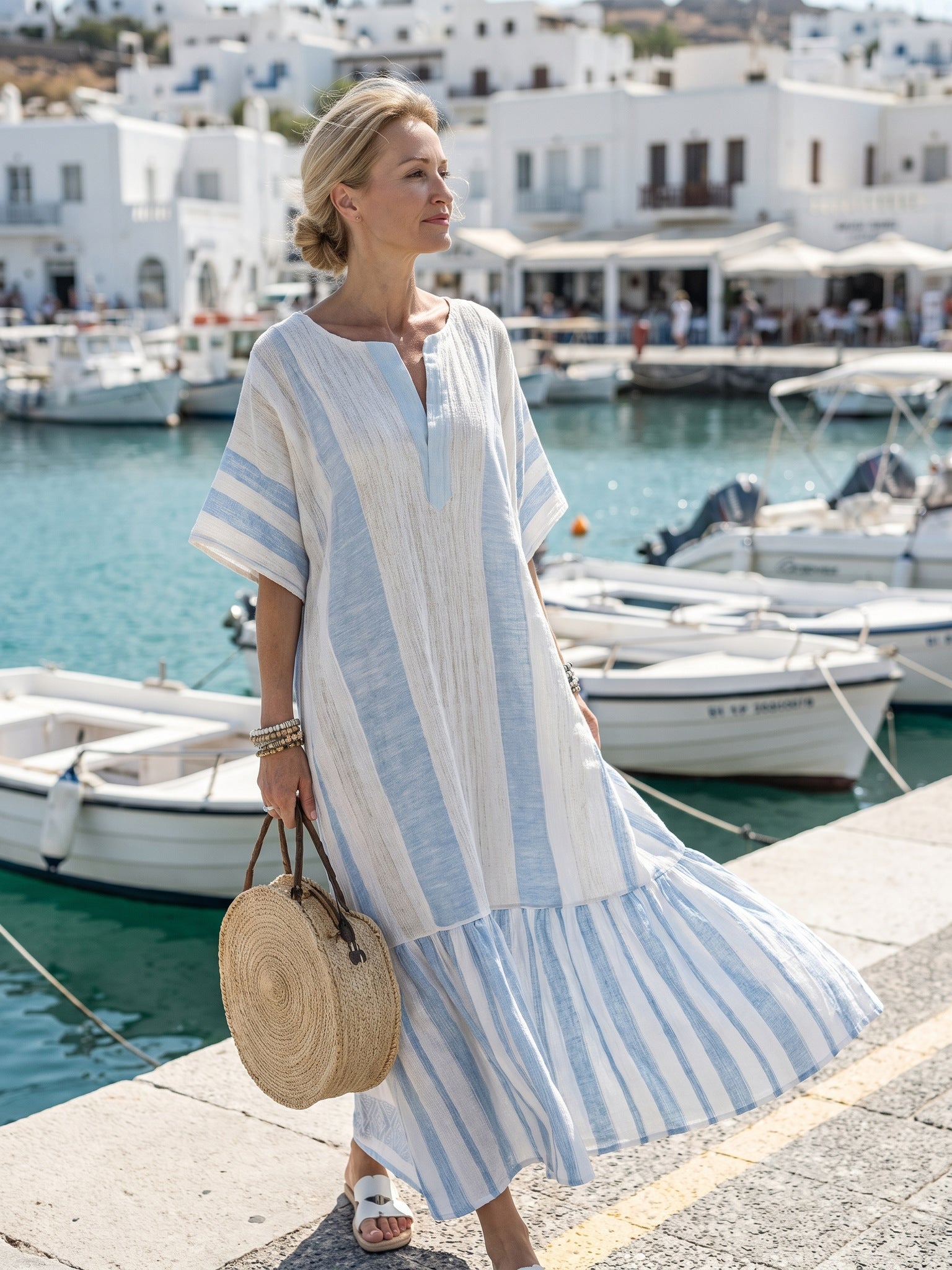Kaftankleid Damen – Langes Maxi-Sommerkleid in lockerer Passform-HauteBerlin