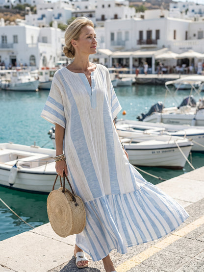 Kaftankleid Damen – Langes Maxi-Sommerkleid in lockerer Passform-HauteBerlin