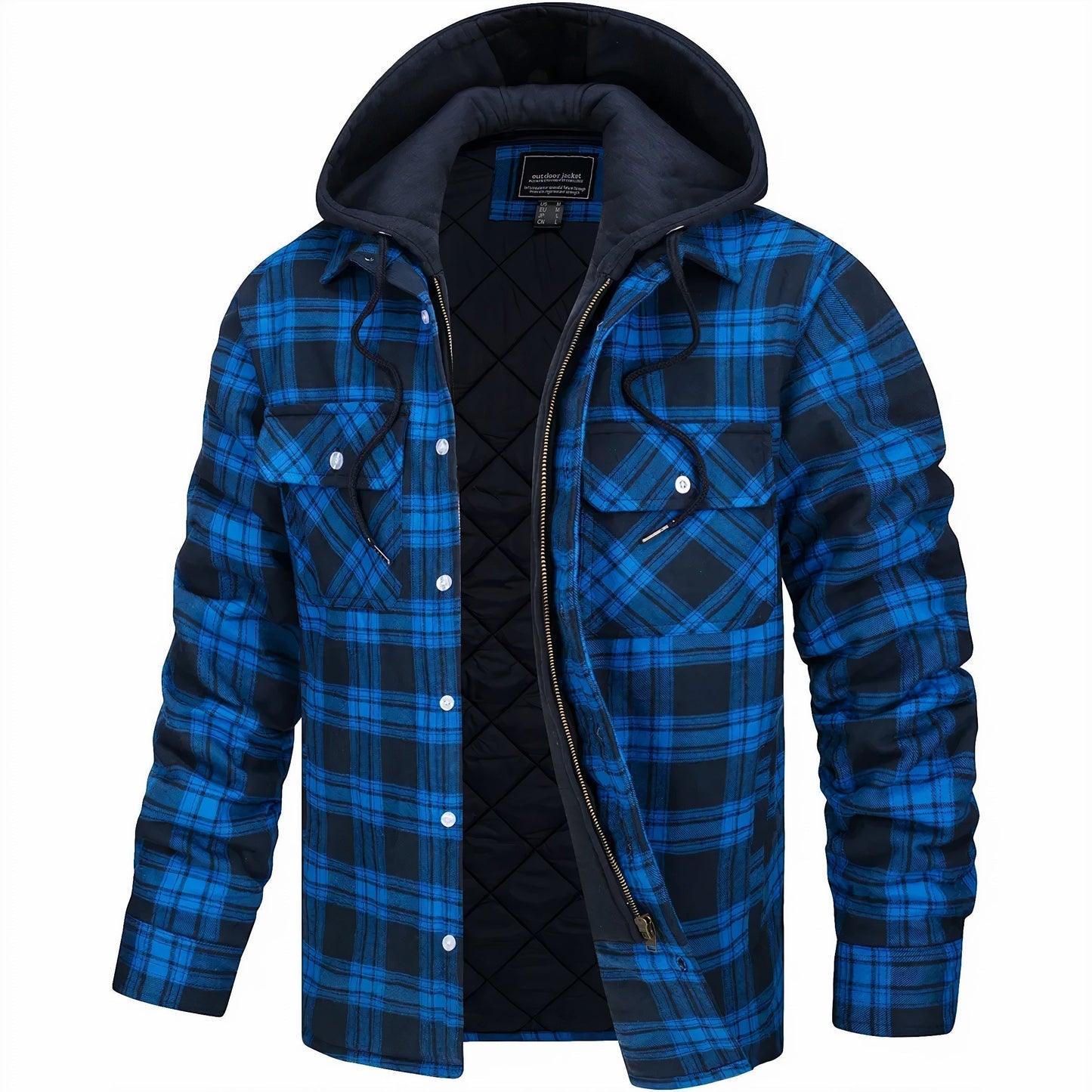 Kapuzenjacke - Kariert - Gestepptes Innenfutter - Zip-Up Hoodie - Herrenjacke-HauteBerlin