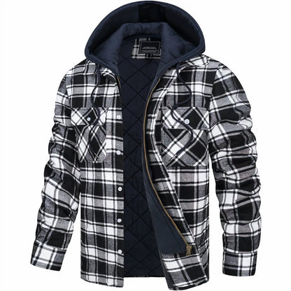 Kapuzenjacke - Kariert - Gestepptes Innenfutter - Zip-Up Hoodie - Herrenjacke-HauteBerlin