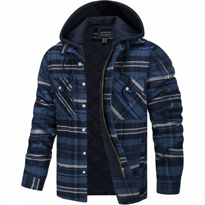 Kapuzenjacke - Kariert - Gestepptes Innenfutter - Zip-Up Hoodie - Herrenjacke-HauteBerlin