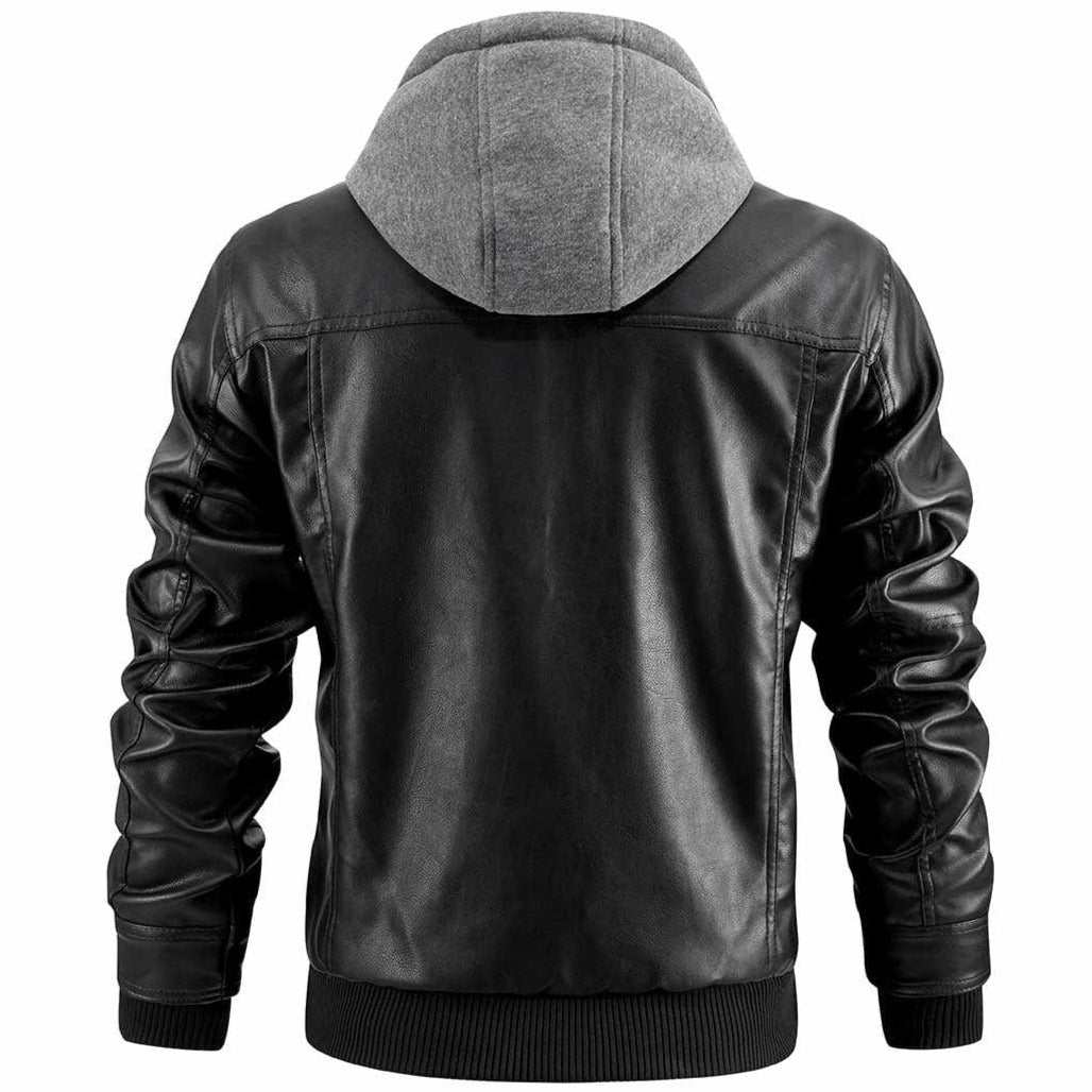 Kapuzenjacke aus Leder – Herrenjacke mit Kapuze und Reißverschluss aus Leder-HauteBerlin