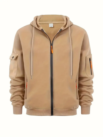 Kapuzenjacke mit Reißverschluss – Viele Taschen – Durchgehender Reißverschluss – Warme Kapuzenjacke – Kapuzenjacke für Männer-HauteBerlin