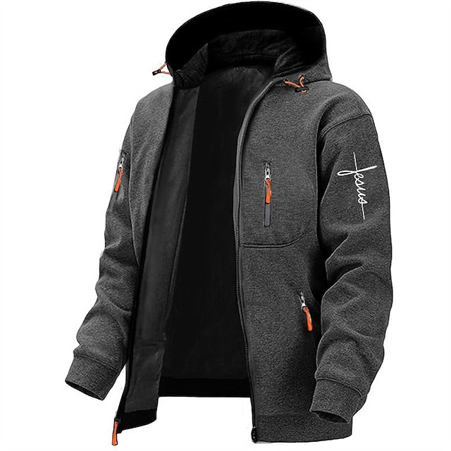 Kapuzenjacke mit Reißverschluss – Warme Fleece-Kapuzenjacke mit durchgehendem Reißverschluss für Herren-HauteBerlin