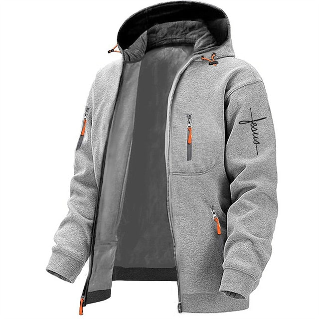 Kapuzenjacke mit Reißverschluss – Warme Fleece-Kapuzenjacke mit durchgehendem Reißverschluss für Herren-HauteBerlin