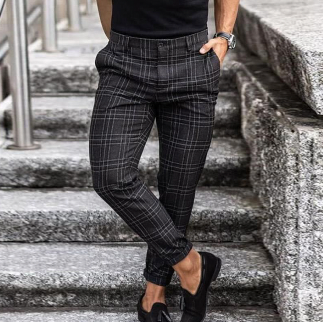 Karierte Hosen - Bequeme Slim Fit Stretch Chinos für Männer-HauteBerlin