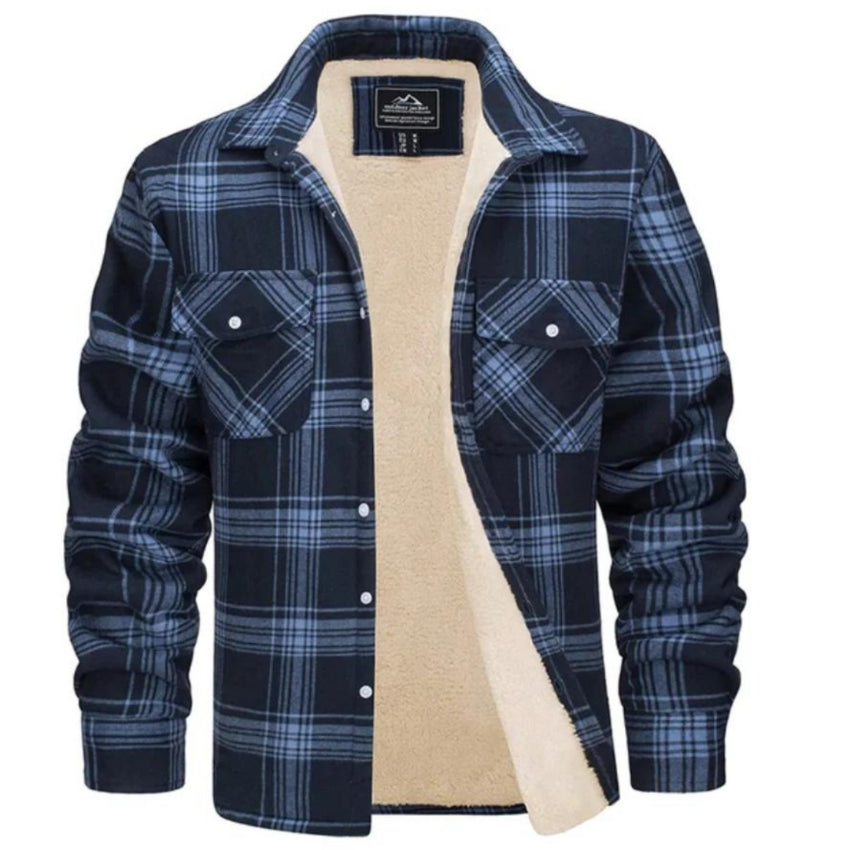 Kariertes Overshirt – Herren-Hemdjacke mit Knöpfen und Fleecefutter für den Winter-HauteBerlin