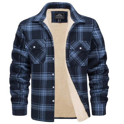 Kariertes Overshirt – Herren-Hemdjacke mit Knöpfen und Fleecefutter für den Winter-HauteBerlin