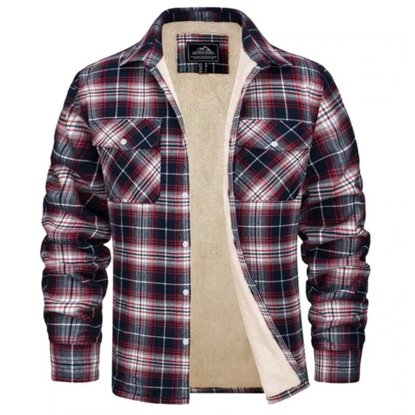 Kariertes Overshirt – Herren-Hemdjacke mit Knöpfen und Fleecefutter für den Winter-HauteBerlin