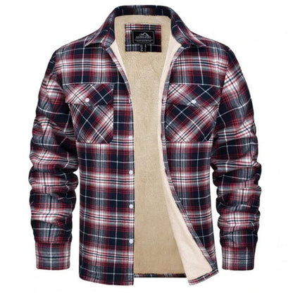 Kariertes Overshirt – Herren-Hemdjacke mit Knöpfen und Fleecefutter für den Winter-HauteBerlin