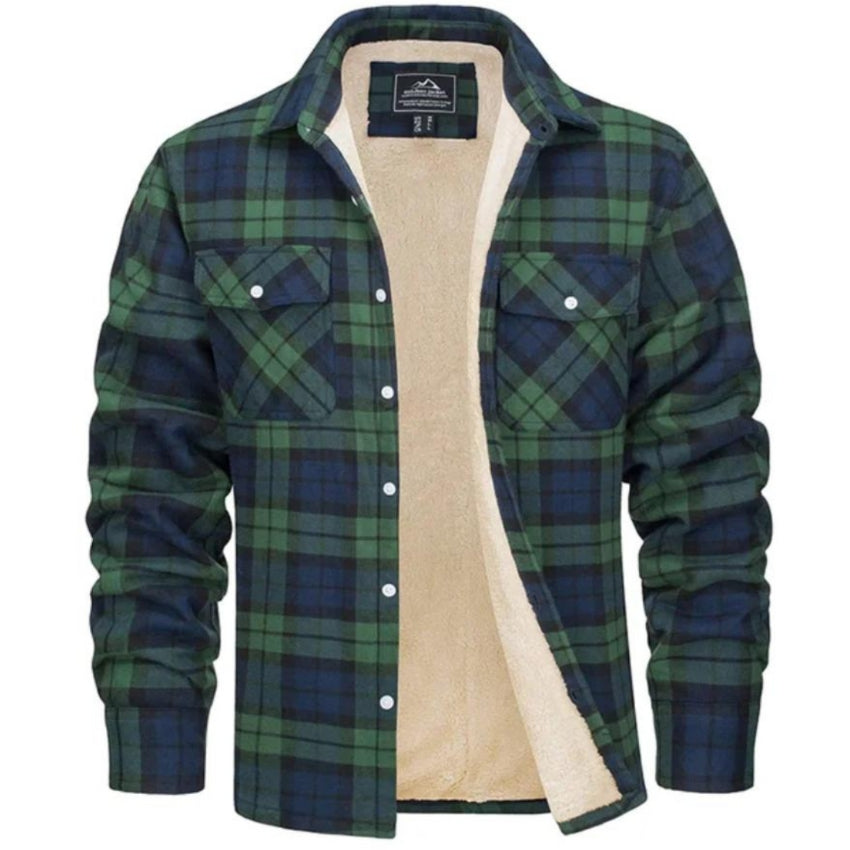 Kariertes Overshirt – Herren-Hemdjacke mit Knöpfen und Fleecefutter für den Winter-HauteBerlin