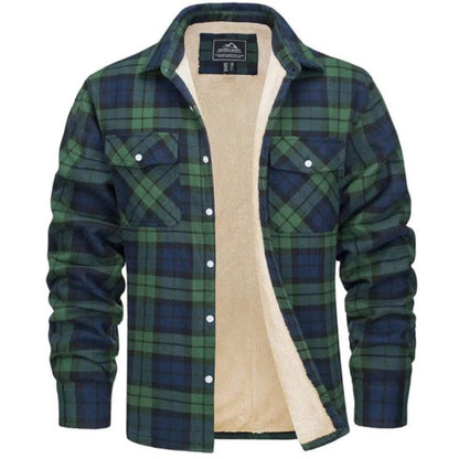 Kariertes Overshirt – Herren-Hemdjacke mit Knöpfen und Fleecefutter für den Winter-HauteBerlin