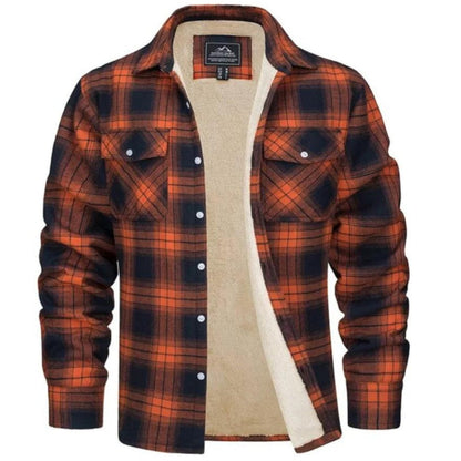 Kariertes Overshirt – Herren-Hemdjacke mit Knöpfen und Fleecefutter für den Winter-HauteBerlin