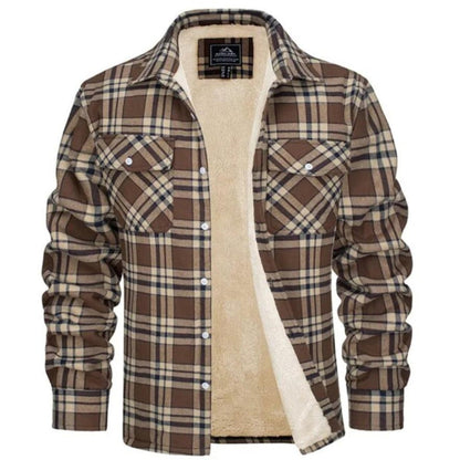Kariertes Overshirt – Herren-Hemdjacke mit Knöpfen und Fleecefutter für den Winter-HauteBerlin