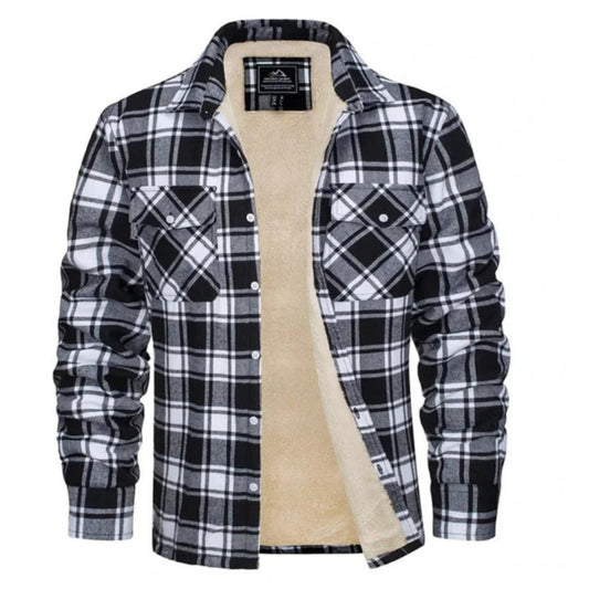 Kariertes Overshirt – Herren-Hemdjacke mit Knöpfen und Fleecefutter für den Winter-HauteBerlin